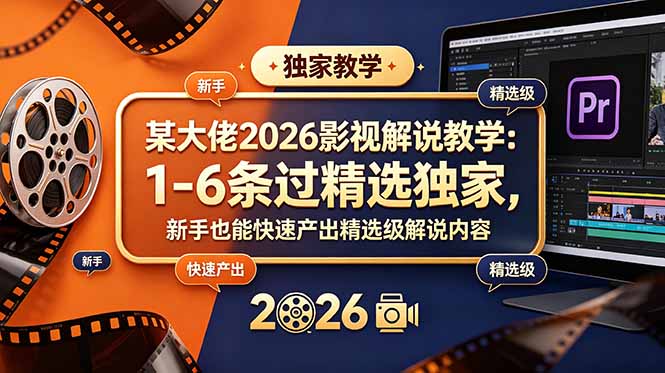 某大佬2026影视解说教学：1-6条过精选独家，新手也能快速产出精选级解说内容-创享网