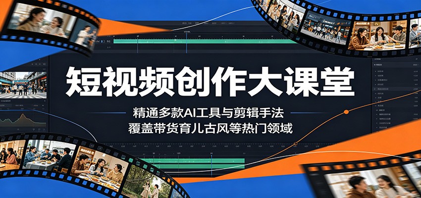短视频创作大课堂：精通多款AI工具与剪辑手法，覆盖带货、育儿、古风等热门领域-创享网