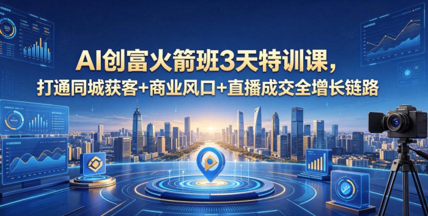 AI创富火箭班3天特训课，打通同城获客+商业风口+直播成交全增长链路，2026年4月新课-创享网