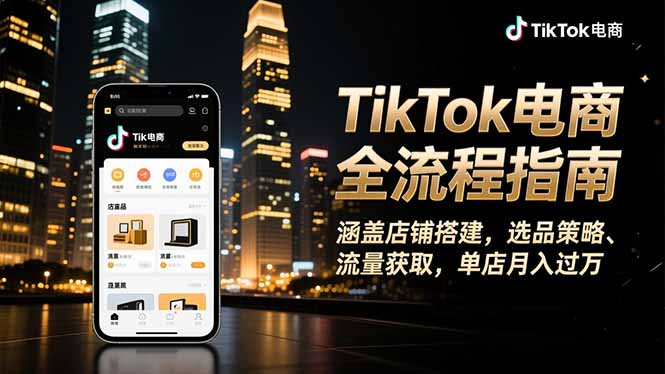 TikTok电商全流程指南，涵盖店铺搭建、选品策略、流量获取，单店月入过万-创享网