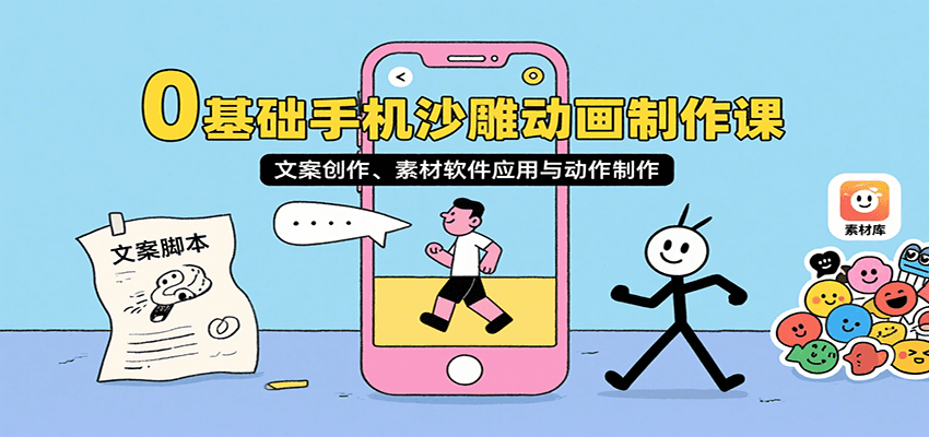 0基础手机沙雕动画制作课，文案创作、素材软件应用与动作制作 - 创享网-创享网
