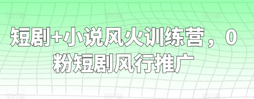 短剧+小说风火训练营，0粉短剧风行推广 - 创享网-创享网