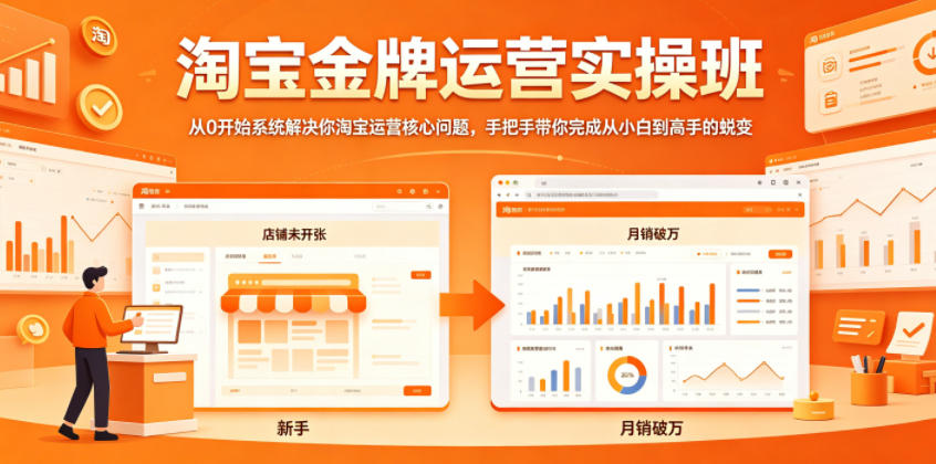 淘宝金牌运营实操班，从0开始系统解决你淘宝运营核心问题，手把手带你完成从小白到高手的蜕变 - 创享网-创享网