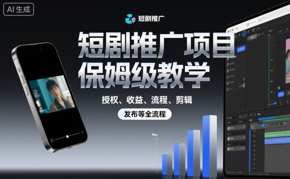 短剧推广项目保姆级教学,授权、收益、流程、剪辑,发布等全流程-创享网