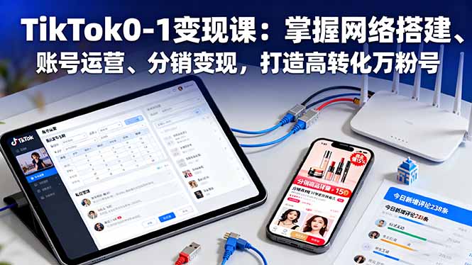 TikTok0-1变现课:掌握网络搭建、账号运营、分销变现,打造高转化万粉号-创享网