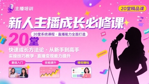 新人主播必学的20堂培训课，让主播快速成长的必学课程，帮你直播能力快速打造的实操方法 - 创享网-创享网