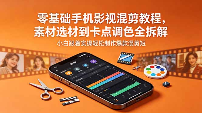 零基础手机影视混剪教程，素材选材到卡点调色全拆解，小白跟着实操轻松制作爆款混剪短片-创享网