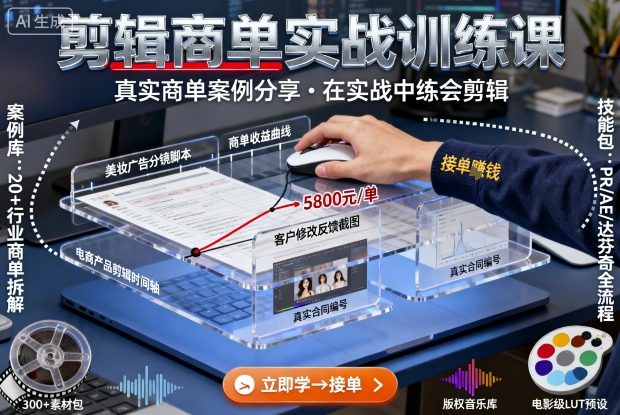 剪辑商单实战训练课,真实商单案例分享,在实战中练会剪辑-创享网