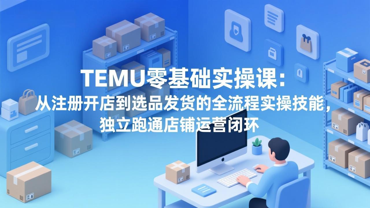 TEMU零基础实操课：从注册开店到选品发货的全流程实操技能，独立跑通店铺运营闭环-创享网