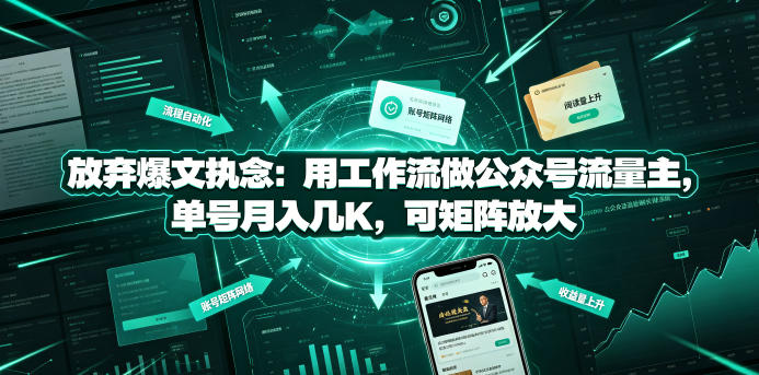 放弃爆文执念：用工作流做公众号流量主，单号月入几K，可矩阵放大-创享网