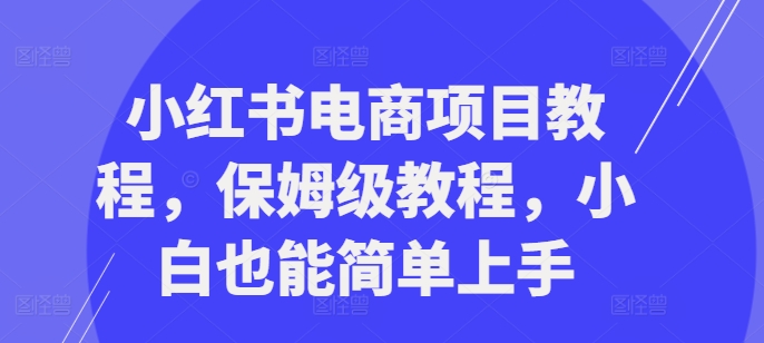 小红书电商项目教程，保姆级教程，小白也能简单上手 - 创享网-创享网