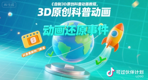 自制3D原创科普动画教程，动画还原事件，抖音最新热门赛道，可过伙伴计划 - 创享网-创享网