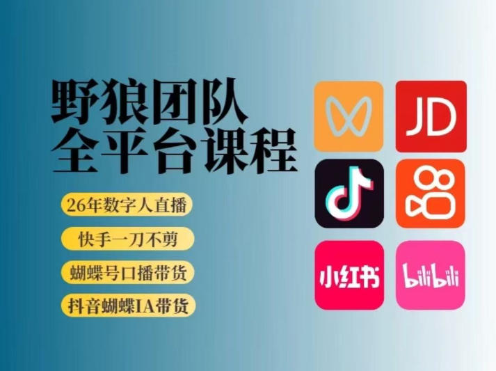 野狼团队2026新版全平台短视频带货教学，打开流量突破口，开始Ai带货(更新26年3月)-创享网