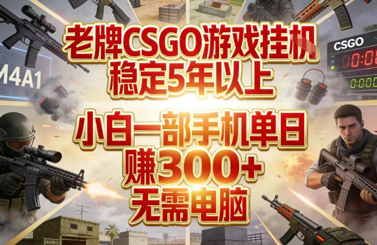 老牌CSGO游戏挂G，稳定5年以上，小白一部手机单日賺3张+，无需电脑【揭秘】-创享网