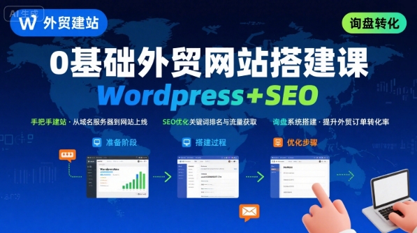 WordPress外贸建站+SEO优化课程，手把手教你从0到1搭建可获得询盘的外贸网站 - 创享网-创享网