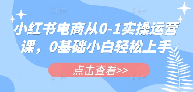小红书电商从0-1实操运营课，0基础小白轻松上手 - 创享网-创享网