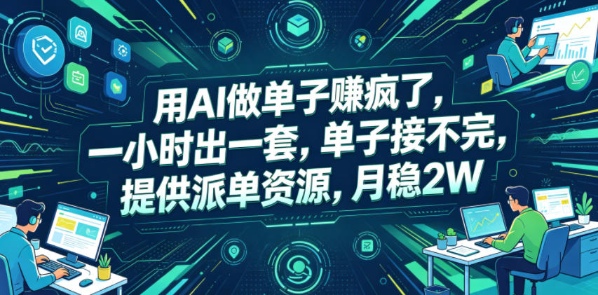 用AI做单子賺疯了，一小时出一套，单子接不完，提供派单资源，月稳2W【揭秘】-创享网