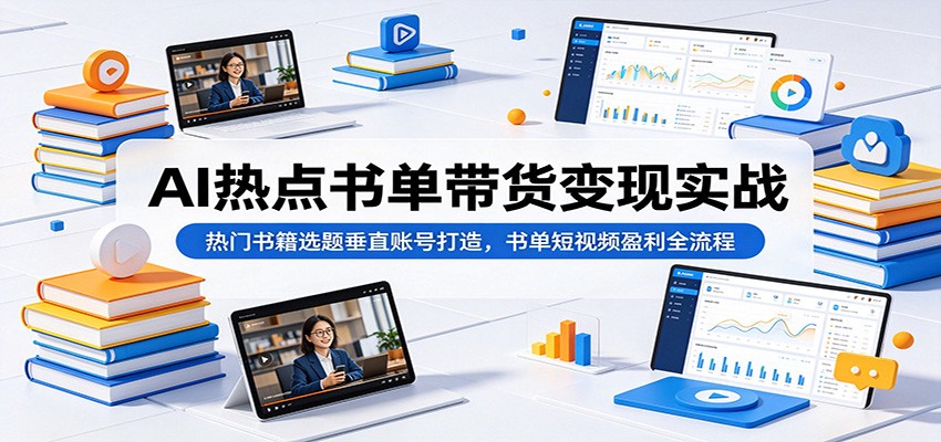 AI热点书单带货变现实战：热门书籍选题垂直账号打造，书单短视频盈利全流程-创享网