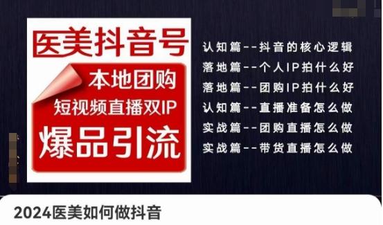 2024医美如何做抖音医美抖音号，本地团购、短视频直播双ip爆品引流，实操落地课 - 创享网-创享网