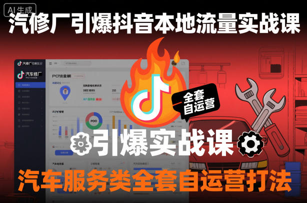 汽修厂引爆抖音本地流量实战课，汽车服务类全套自运营打法-创享网