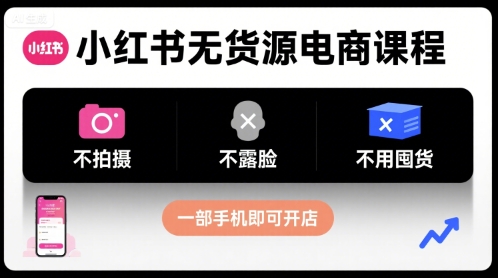 小红书无货源电商课程，不拍摄不露脸不用囤货，一部手机即可开店 - 创享网-创享网