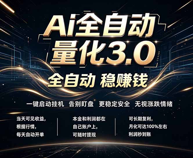 EA黄金量化，全天无人值守，24小时不停干，小白轻松操作，日入1000+-创享网