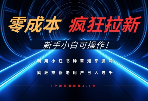 利用小红书种草知乎漏洞，零成本疯狂拉新日入数张，新手小白可操作 - 创享网-创享网