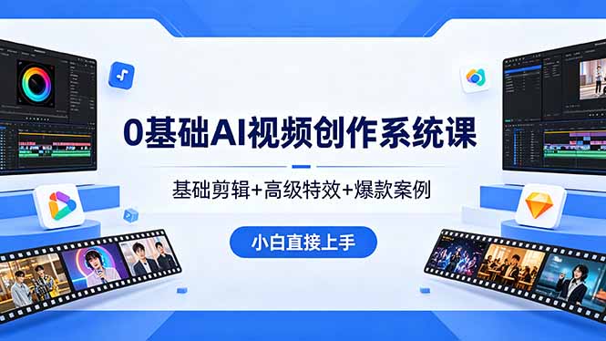 0基础AI视频创作系统课，基础剪辑+高级特效+爆款案例，小白直接上手 - 创享网-创享网