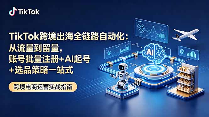 TikTok跨境出海全链路自动化：从流量到留量，账号批量注册+AI起号+选品策略一站式-创享网