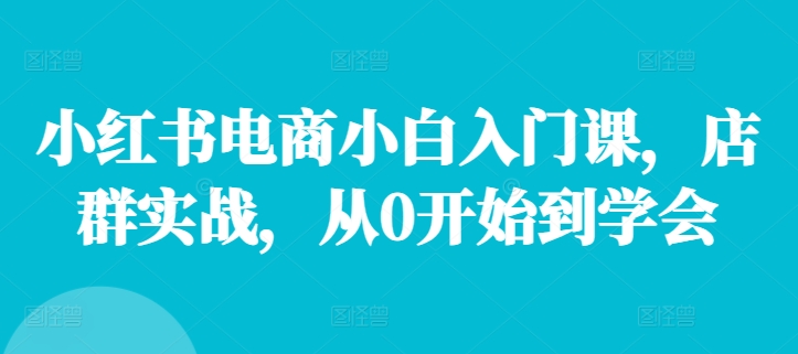 小红书电商小白入门课，店群实战，从0开始到学会 - 创享网-创享网
