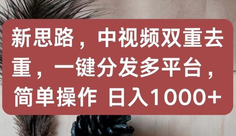 新思路，中视频双重去重，一键分发多平台，简单操作，日入1000+【揭秘】 - 创享网-创享网