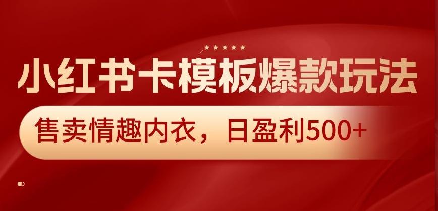 小红书卡模板爆款玩法，售卖情趣内衣，日盈利500+【揭秘】 - 创享网-创享网