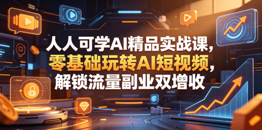 人人可学AI精品实战课，零基础玩转AI短视频，解锁流量副业双增收 - 创享网-创享网