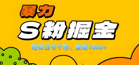 单人单机日引千粉，变现1k+，S粉流量掘金计划攻略【揭秘】 - 创享网-创享网