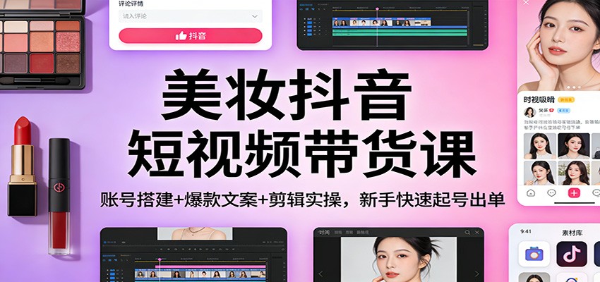 美妆抖音短视频带货课：账号搭建+爆款文案+剪辑实操，新手快速起号出单-创享网
