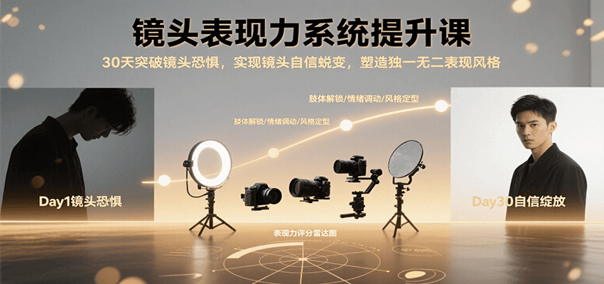 镜头表现力系统提升课，30天突破镜头恐惧实现自信蜕变，塑造独一无二表现风格 - 创享网-创享网