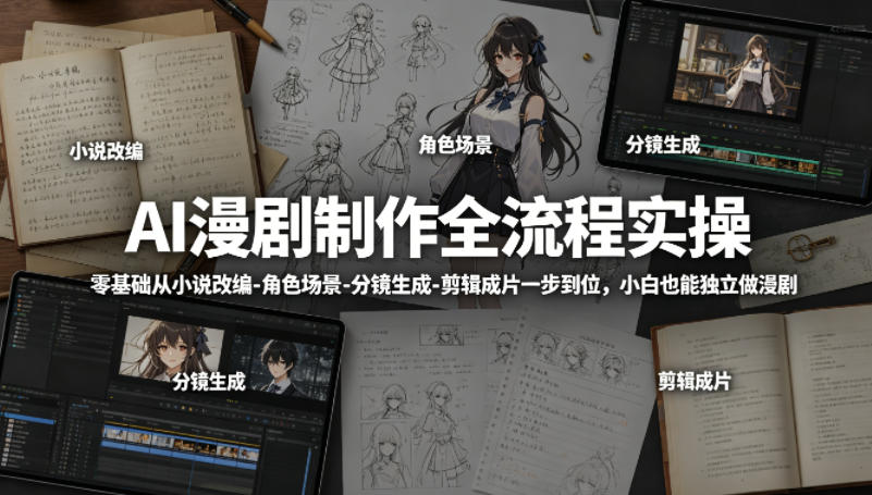 AI漫剧制作全流程实操，零基础从小说改编-角色场景-分镜生成-剪辑成片一步到位，小白也能独立做漫剧 - 创享网-创享网
