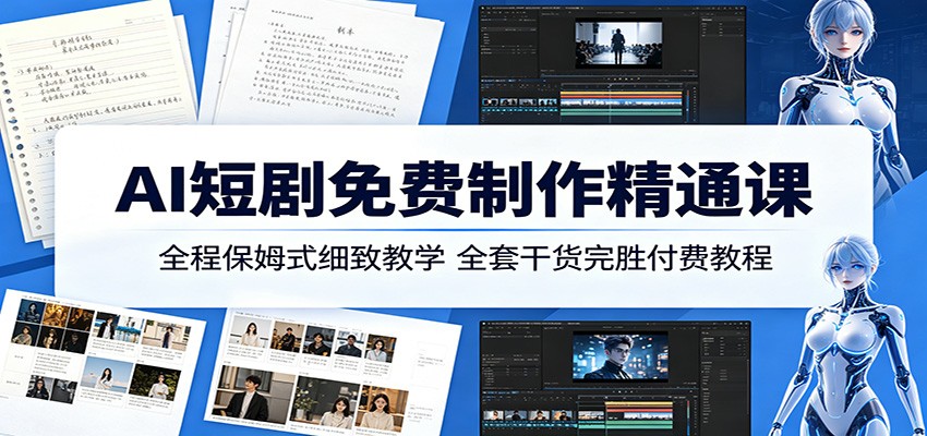 AI短剧免费制作精通课：全程保姆式细致教学，全套干货完胜付费教程 - 创享网-创享网