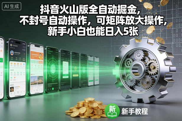 抖音火山版全自动掘金,不封号自动操作,可矩阵放大操作,新手小白也能日入5张【揭秘】-创享网