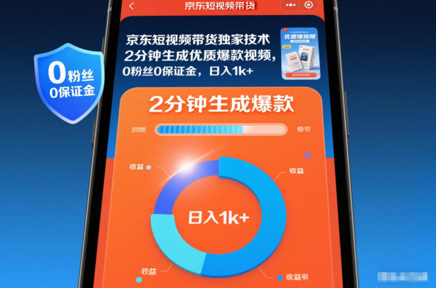 京东短视频带货独家技术,2分钟生成一条优质爆款视频,0粉丝0保证金,日入1k+【揭秘】-创享网
