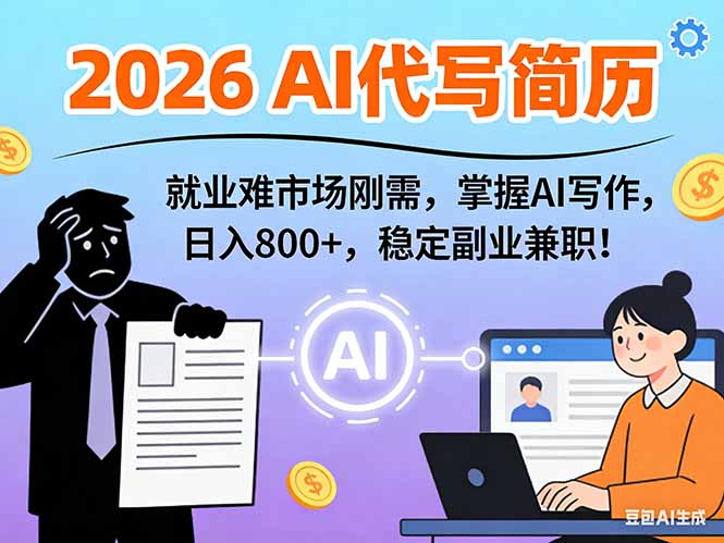 AI代写简历，超暴利，用万能模板月入1-3万实战教程，2026年市场刚需！-创享网