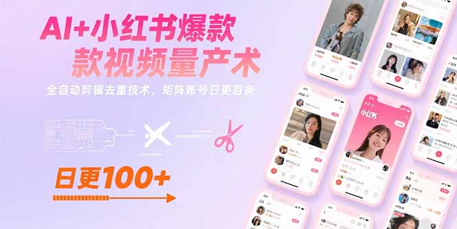 AI+小红书爆款视频量产术：全自动剪辑去重技术，矩阵账号日更百条 - 创享网-创享网