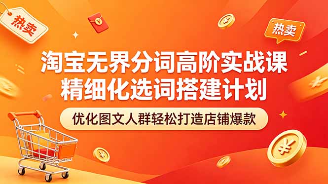 淘宝无界分词高阶实战课 精细化选词搭建计划 优化图文人群轻松打造店铺爆款-创享网