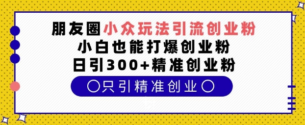 朋友圈小众玩法引流创业粉，小白也能打爆创业粉，日引300+精准创业粉【揭秘】 - 创享网-创享网