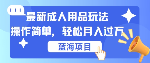 最新成人用品项目玩法，操作简单，动动手，轻松日入几张【揭秘】 - 创享网-创享网