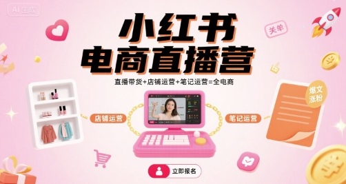 小红书电商直播营，直播带货+店铺运营+笔记运营=全电商 - 创享网-创享网