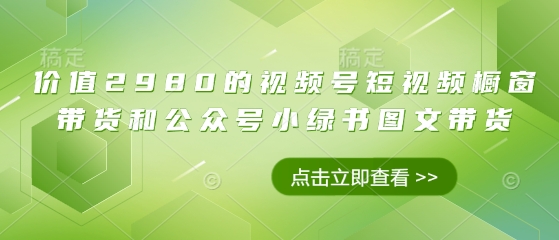 价值2980的视频号短视频橱窗带货和公众号小绿书图文带货 - 创享网-创享网