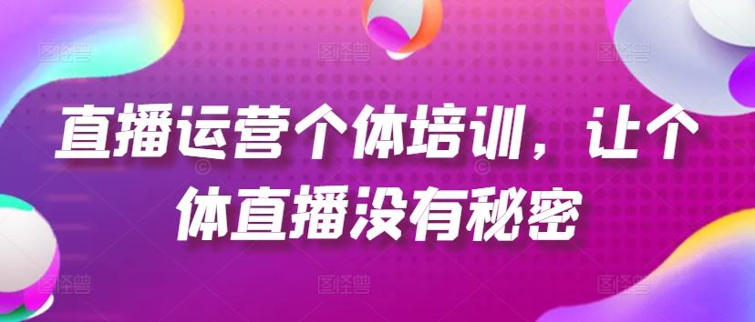 直播运营个体培训，让个体直播没有秘密，起号、货源、单品打爆、投流等玩法 - 创享网-创享网