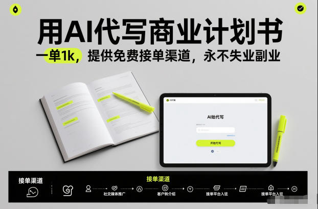 用AI代写商业计划书,一单1k,提供免费接单渠道,永不失业副业-创享网
