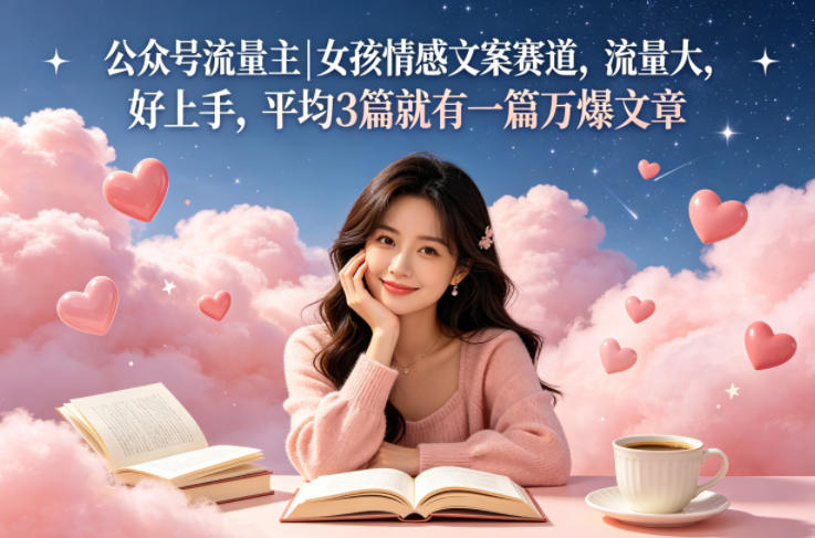 公众号流量主女孩情感文案赛道，流量大，好上手，平均3篇就有一篇万爆文章 - 创享网-创享网